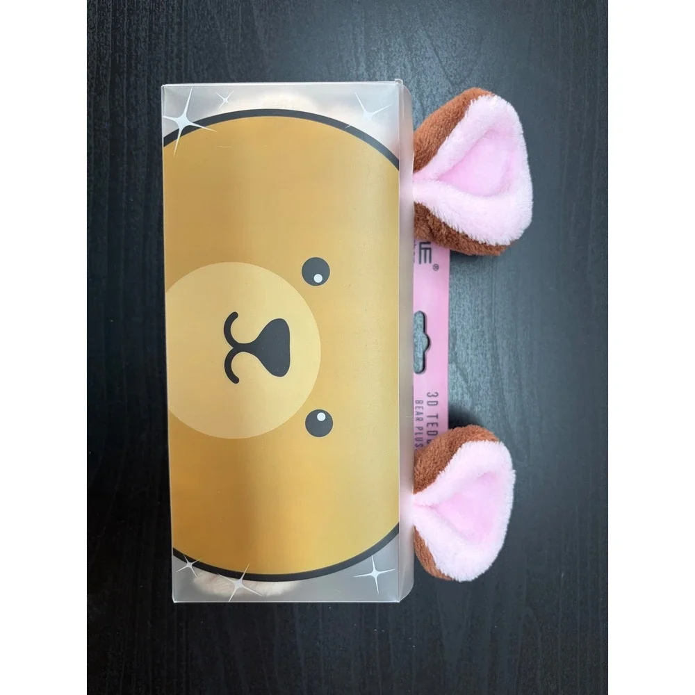 The Creme Shop 3D Teddy Headband Bear Plushie Spa Headband Brown Pink THP5292